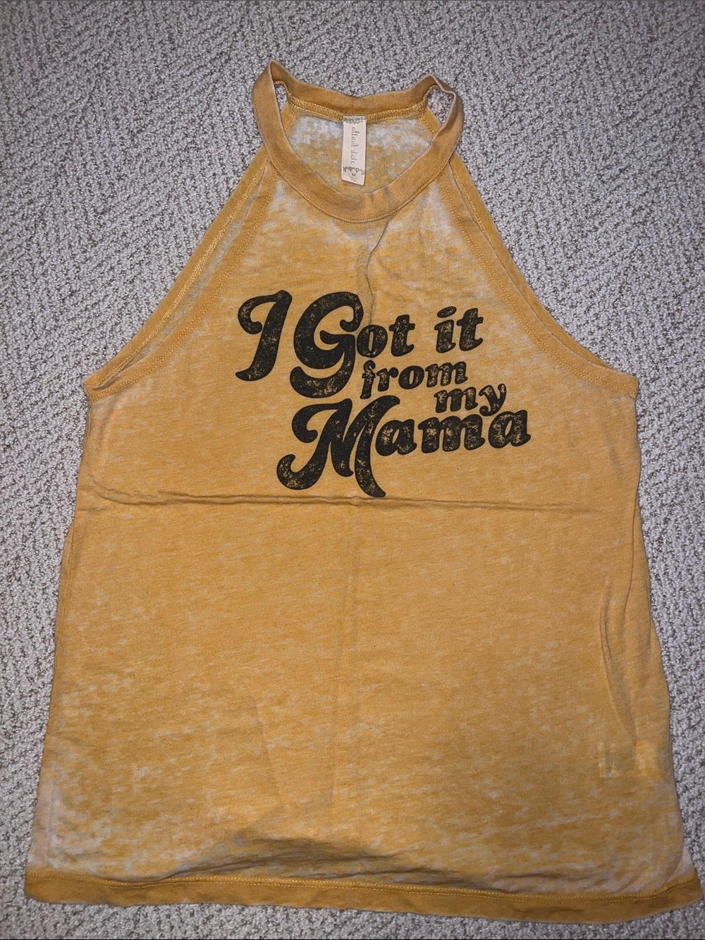 Altar'd State Mustard Yellow Graphic Halter Tank